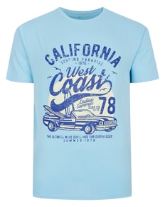 Bigdude California Print T-Shirt Light Blue