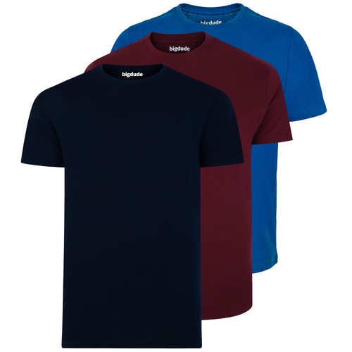 Bigdude 3 Pack Plain T-Shirts