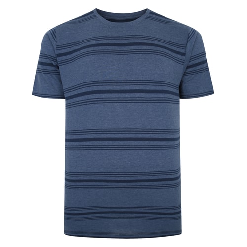 Bigdude Pure Cotton Striped T-Shirt Dark Denim Tall