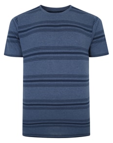 Bigdude Pure Cotton Striped T-Shirt Dark Denim Tall