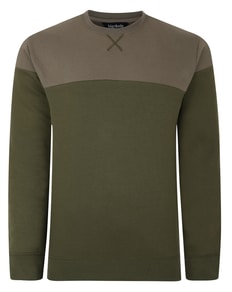 Bigdude Colour Block Jumper Khaki/Dark Khaki