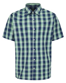 Bigdude Checked Poplin Short Sleeve Shirt Light Green/Navy