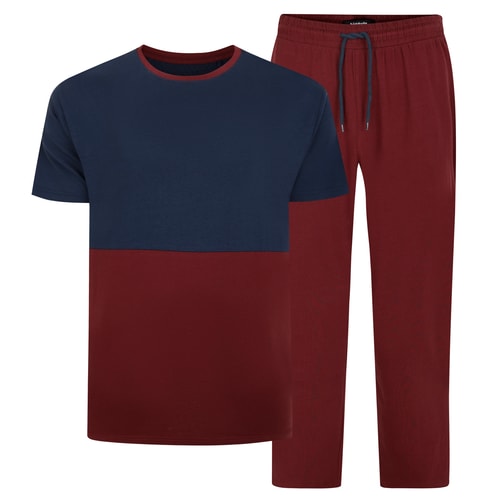 Bigdude Cut & Sew Pyjama Set Burgundy/Navy