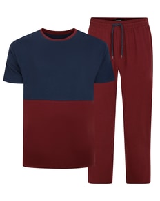 Bigdude Cut & Sew Pyjama Set Burgundy/Navy