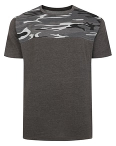 Bigdude Camo Cut & Sew T-Shirt Charcoal