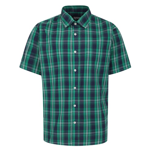 Bigdude Checked Poplin Short Sleeve Shirt Green/Navy