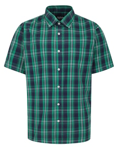 Bigdude Checked Poplin Short Sleeve Shirt Green/Navy