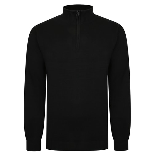 Bigdude Half Zip Knitted Jumper Black