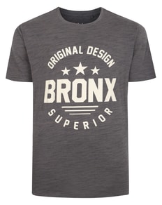 Bigdude Space Dye Bronx Print T-Shirt Charcoal