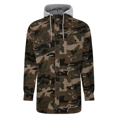 Bigdude Camo Overshirt With Hood Khaki