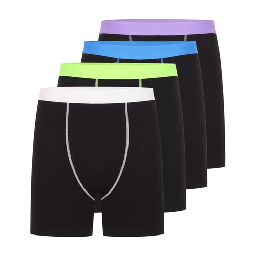 Bigdude 4 Pack Contrast Boxer Shorts Black