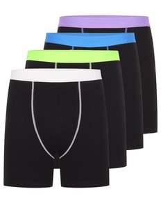 Bigdude 4 Pack Contrast Boxer Shorts Black