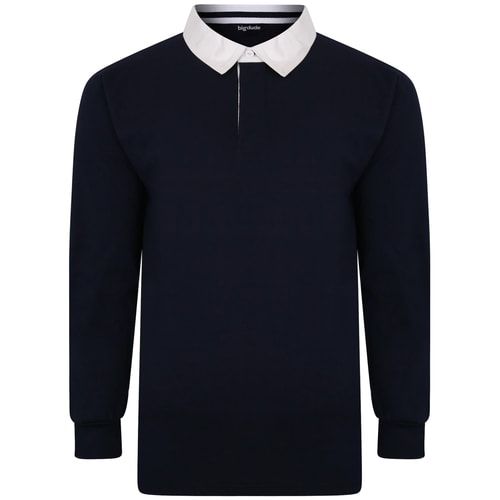 Bigdude Rugby Style Long Sleeve Polo Shirt Navy