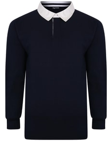 Bigdude Rugby Style Long Sleeve Polo Shirt Navy