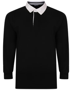 Bigdude Rugby Style Long Sleeve Polo Shirt Black