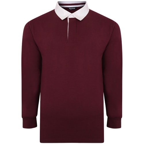 Bigdude Rugby Style Long Sleeve Polo Shirt Burgundy