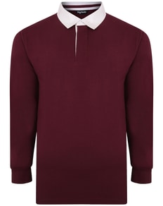 Bigdude Rugby Style Long Sleeve Polo Shirt Burgundy