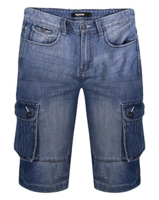 Bigdude Cargo Denim Shorts Mid Wash