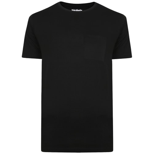 Bigdude Plain Crew Neck T-Shirt With Pocket Black Tall