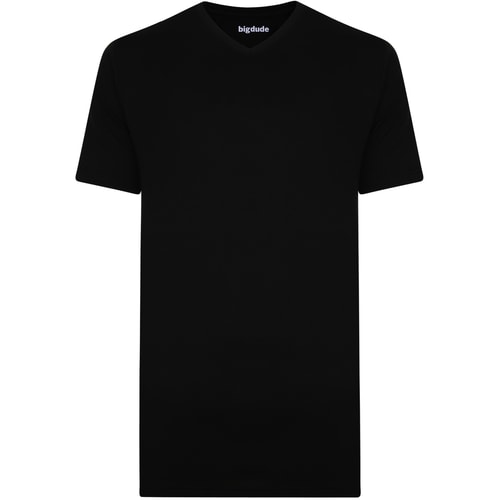 Bigdude Plain V-Neck T-Shirt Black Tall