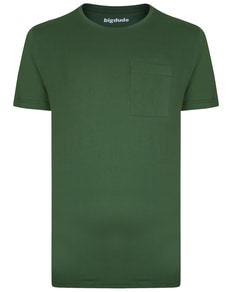 Bigdude Plain Crew Neck T-Shirt With Pocket Deep Green Tall