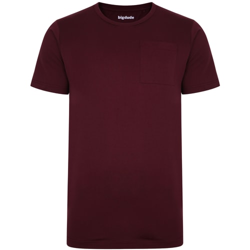 Bigdude Plain Crew Neck T-Shirt With Pocket Burgundy Tall