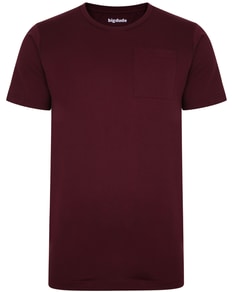 Bigdude Plain Crew Neck T-Shirt With Pocket Burgundy Tall