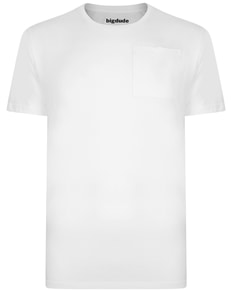 Bigdude Plain Crew Neck T-Shirt With Pocket White