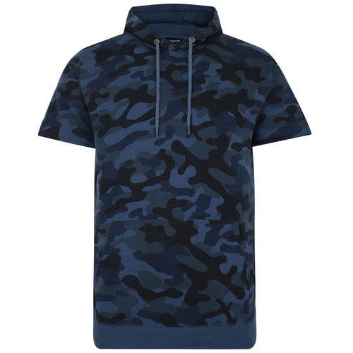 Bigdude Short Sleeve Camo Hoody Navy