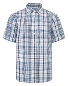 Bigdude Cutaway Collar Checked Shirt Light Blue/White