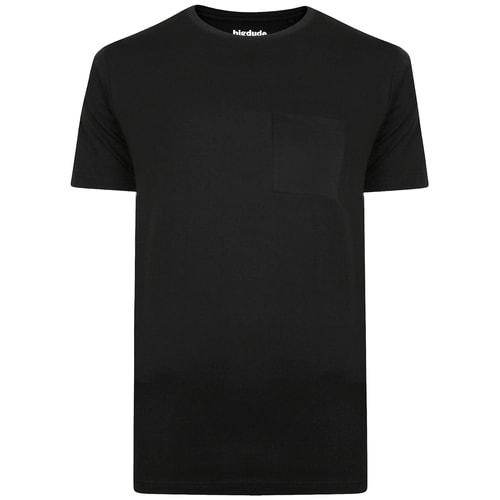 Bigdude Plain Crew Neck T-Shirt With Pocket Black