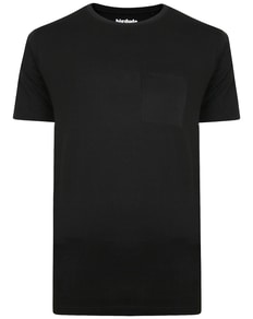 Bigdude Plain Crew Neck T-Shirt With Pocket Black