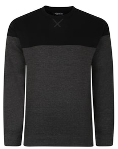 Bigdude Colour Block Jumper Black/Charcoal