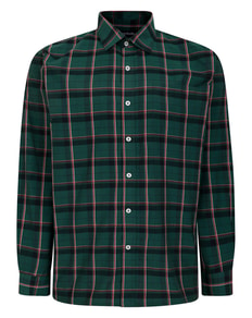 Bigdude Checked Poplin Long Sleeve Shirt Green/Red