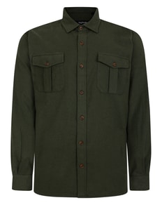 Bigdude Plain Flannel Long Sleeve Shirt Dark Olive