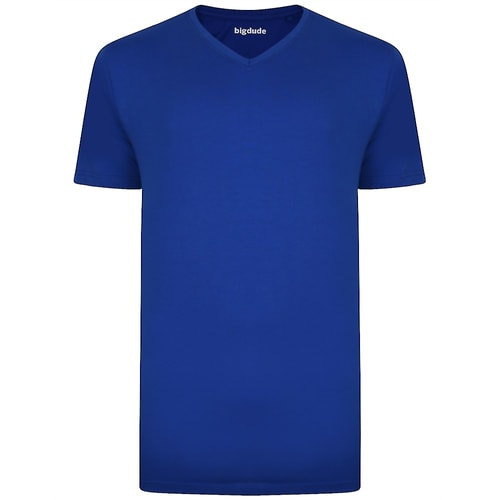 Bigdude Plain V-Neck T-Shirt Royal Blue