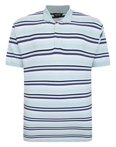 Bigdude Varsity Striped Pique Polo Light Blue Tall