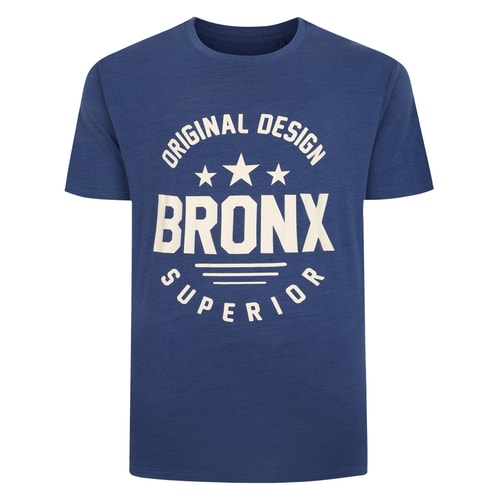 Bigdude Space Dye Bronx Print T-Shirt Indigo Tall