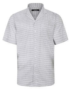 Bigdude Waves Viscose Relaxed Collar Shirt White