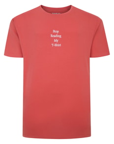 Bigdude Slogan Embroidered T-Shirt Washed Red