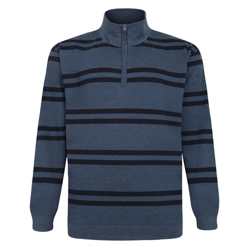 Bigdude Half-Zip Striped Jumper Denim