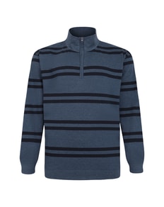 Bigdude Half-Zip Striped Jumper Denim