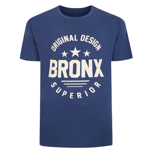 Bigdude Space Dye Bronx Print T-Shirt Indigo