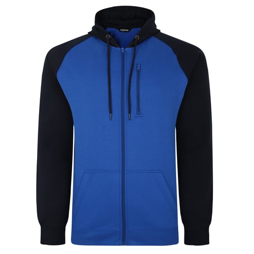 Bigdude Contrast Raglan Full Zip Hoody Royal Blue