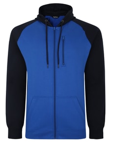 Bigdude Contrast Raglan Full Zip Hoody Royal Blue