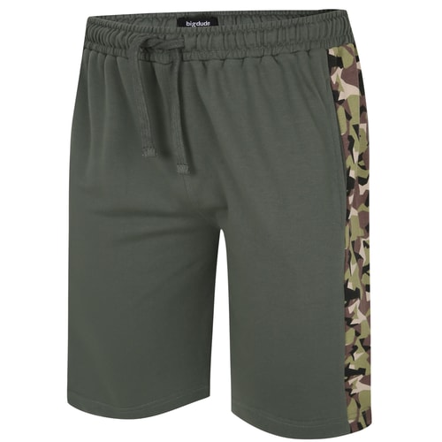 Bigdude Camo Side Panel Loopback Jogger Shorts Green