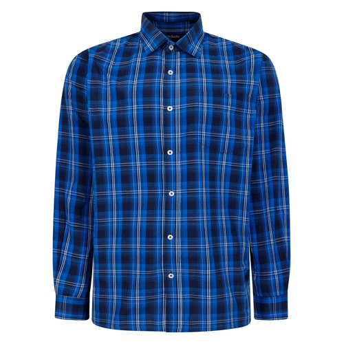 Bigdude Checked Poplin Long Sleeve Shirt Blue/Navy Tall