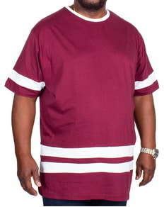 Bigdude Contrast Stripe T-Shirt Burgundy