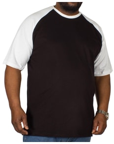 Bigdude Contrast Raglan Sleeve T-Shirt Black/White