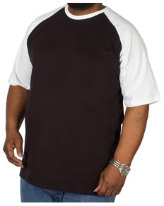 Bigdude Contrast Raglan Sleeve T-Shirt Black/White Tall